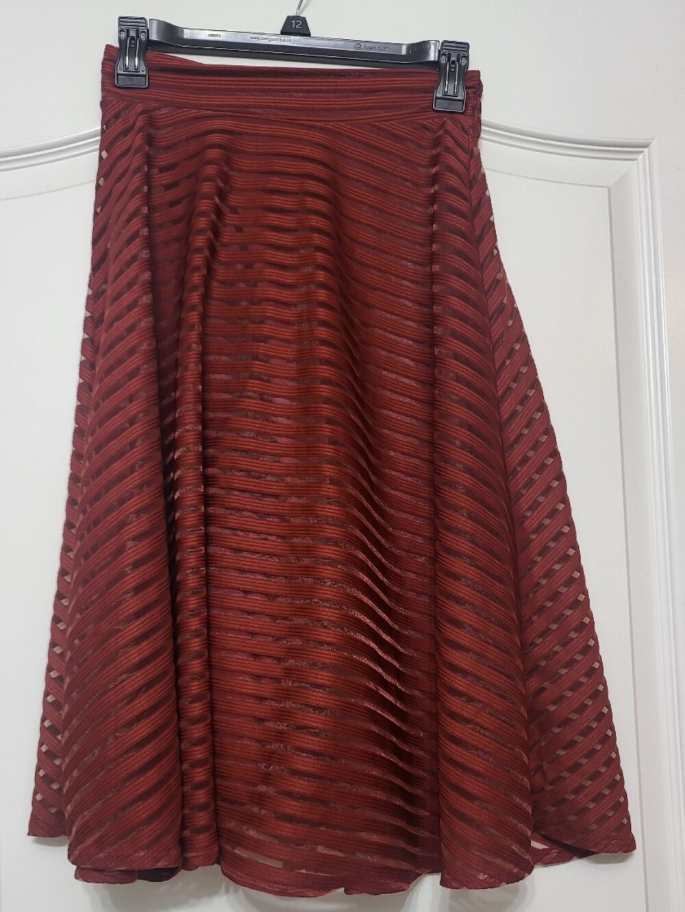 Silhouette NYC Rust Red Striped Circle Skirt